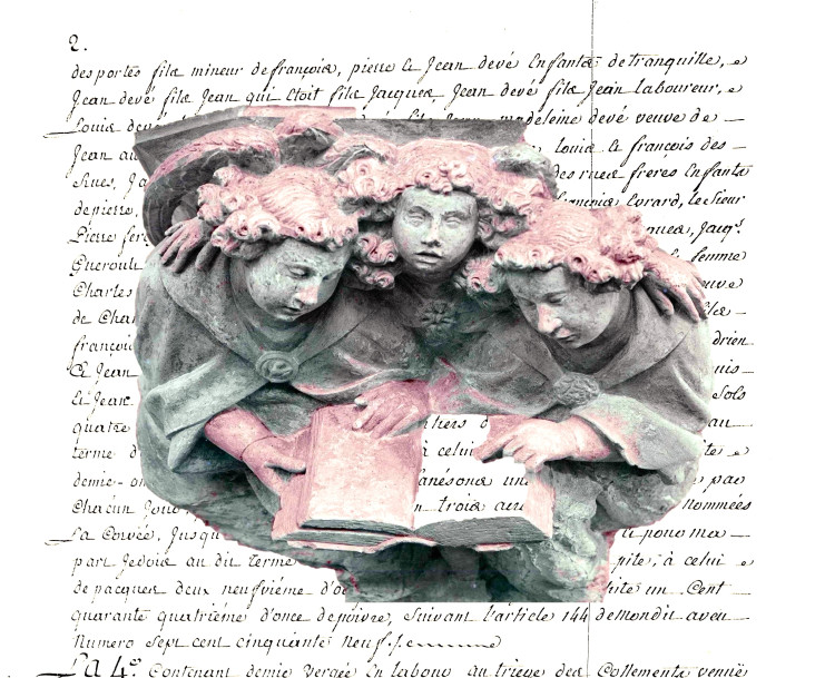 Collage de photos d'anges sur un texte