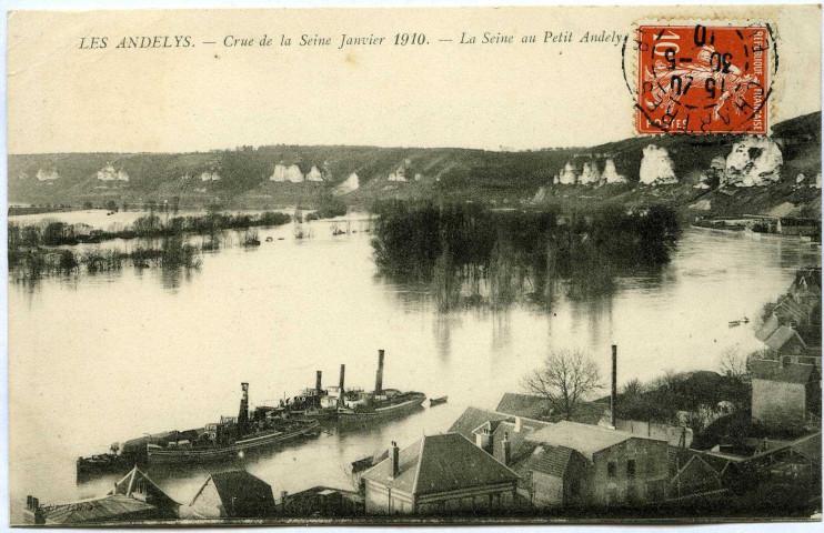 Andelys (Les). Crue de la Seine 1910 - La Seine au Petit Andely.