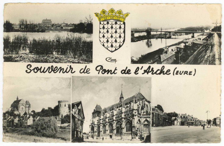 Pont-de-l'Arche. Carte souvenir.