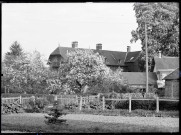 Manoir normand et verger en fleurs.