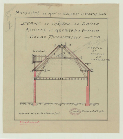 Breuilpont _"Ferme du château de Lorey. Propriété de Mme la comtesse de Montgrillon. Remise à grains et fourrage".