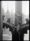 Détail de la façade de l'aile ouest du palais de justice de Rouen (Seine-Maritime), vue prise des galbes du palais de justice.