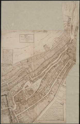 "Exquisse du faubourg Saint-Léger d'Evreux relativement à la direction de la nouvelle route de Rouen".