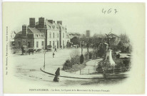 Pont-Audemer. La Gare, Le Square et le Monument du Souvenir Français.