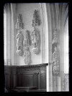 Statues de Saint-Jacques, Saint-Pierre, Saint-Paul (avec dais les surmontant) de l'église de Saint-Riquier (Somme).