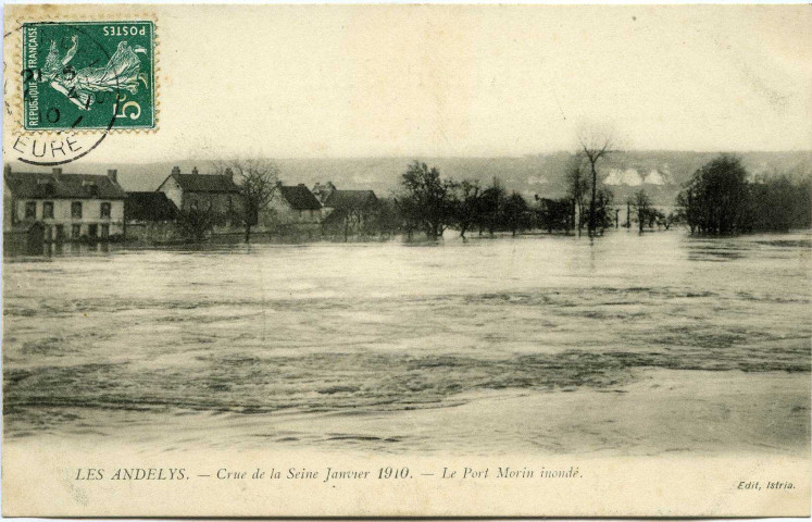 Andelys (Les). Crue de la Seine 1910 - Le Port Morin inondé.
