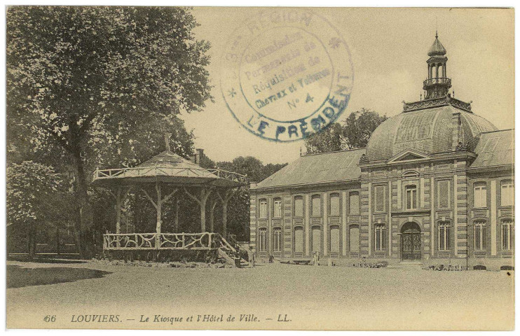 Louviers-Ville. Le Kiosque et l'Hôtel de Ville.