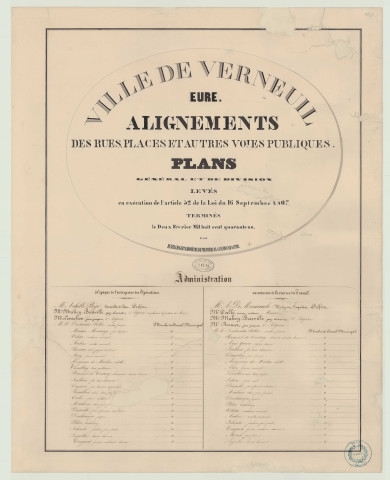 Verneuil _ Atlas "Ville de Verneuil. Alignements des rues, places et autres voies publiques".