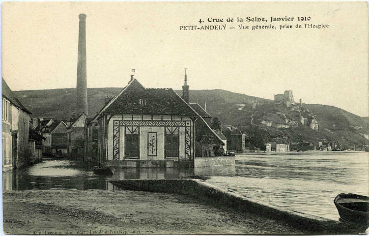 Andelys (Les). Crue de la Seine, Janvier 1910 - Petit Andely -Vue générale, prise de L'Hospice.