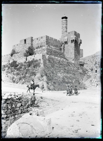 Vue de la tour de David et du minaret à Jérusalem (Israël).