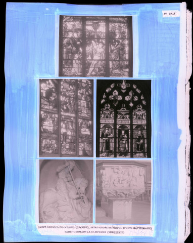 "Églises rurales du département de l'Eure" du chanoine Bonnenfant tome II, planche CXIX Saint-Georges-du-Mesnil (Eure), Saint-Georges-Motel (Eure) et Saint-Germain-la-Campagne (Eure).