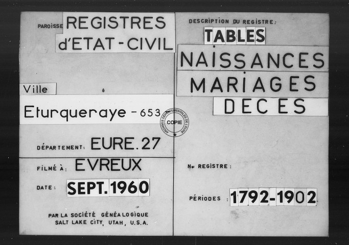 Tables (1792-1902)