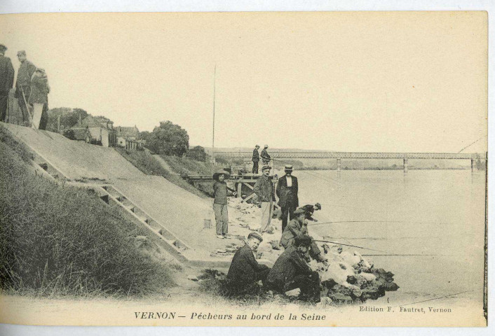 Vernon-Ville. Pêcheurs au bord de la Seine.