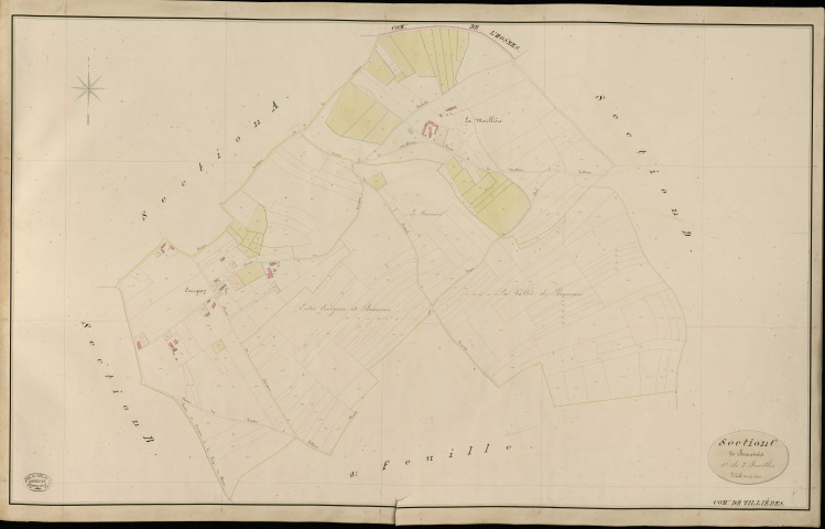 Tillières-sur-Avre. Section C _ de Beauvais _ 1re de 3 Feuilles