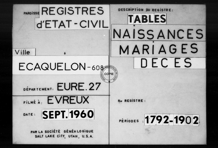 Tables (1792-1902)