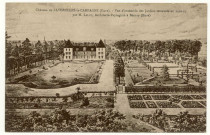 Faverolles-la-Campagne. Château de Faverolles-la-Campagne - Vue d'ensemble des Jardins restaurés en 1926-1927 par M. Leluc, Architecte-Paysagiste à Bernay.