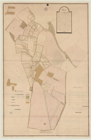 Perriers-sur-Andelle - "Plan de la terre, des bois et prés de la seigneurie de La Fontaine Beaunay". *