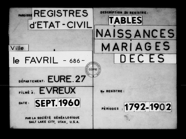 Tables (1792-1902)