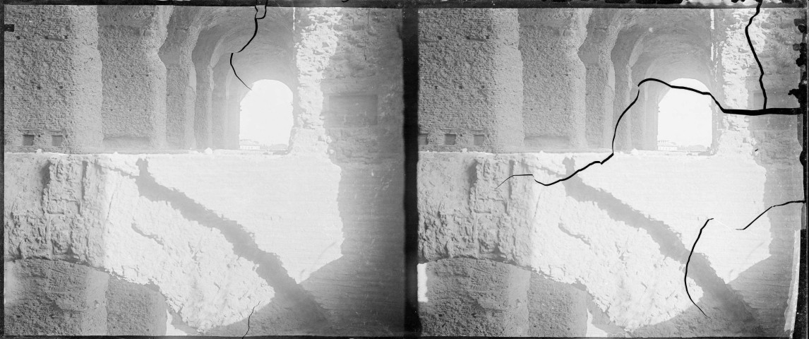 Ruines et vestiges de temple romain.