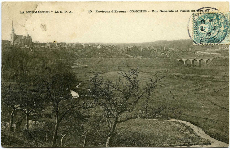 Conches-en-Ouche. Vue générale et Vallée du Rouloir.