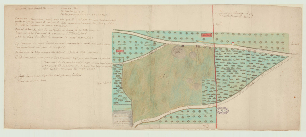 Préaux (Les) - Deux plans partiels de la seigneurie du Mont-des-Mares à Notre-Dame-de-Préaux.