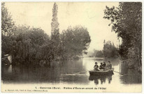 Garennes-sur-Eure. Rivière d'Eure en amont de l'Hôtel.