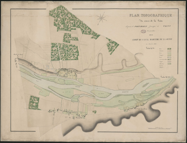 Cours de la Seine de Tosny à Vézillon - "Plan topographique du cours de la Seine depuis Port Morin jusqu'au moulin de Tosny. Feuille n°24".