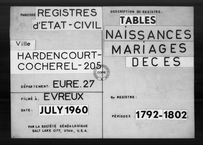 Tables (1792-1902)