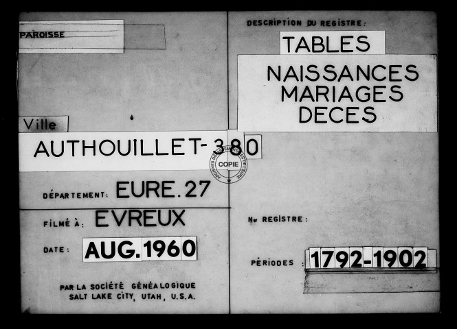 Tables (1792-1902)