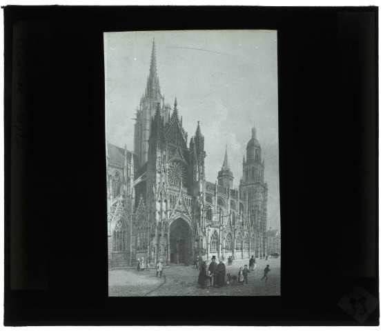 Cathédrale Notre-Dame d'Évreux (Eure), lithographie de Benoist publiée dans "La Normandie Illustrée" en 1852