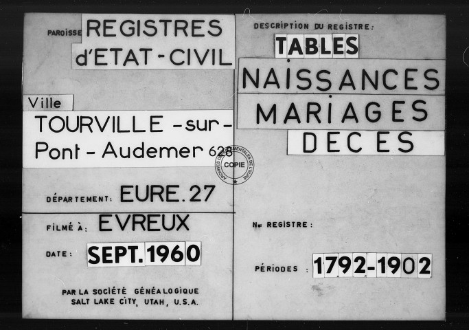 Tables (1792-1902)