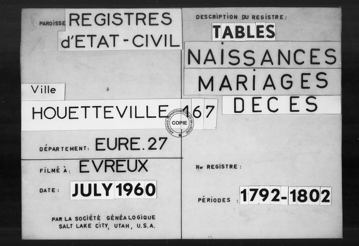 Tables (1792-1902)