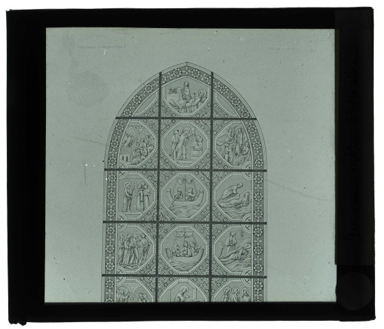 Cathédrale Saint-Étienne d'Auxerre (Yonne), dessin du vitrail de Sainte-Madeleine.