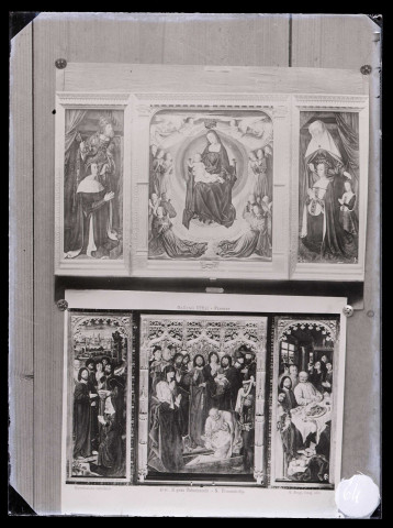 Triptyques du Maître de Moulins représentant la Vierge et la résurrection de Lazare.