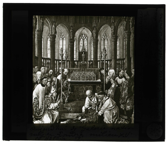 Musée The National Gallery de Londres (Angleterre), tableau de Dirk Bouts « L'Exhumation de Saint-Hubert ».