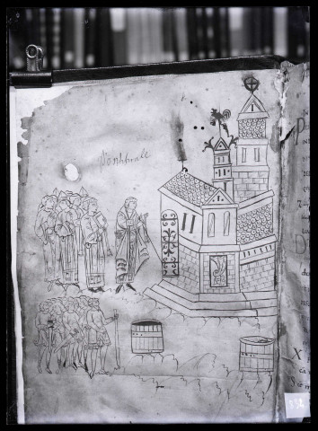 Bibliothèque de la ville de Rouen (Seine-Maritime), miniature représentant une consécration d'église.