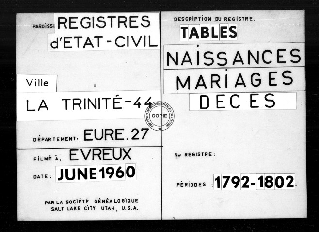 Tables (1792-1902)