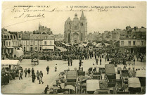 Neubourg (Le). La Place un jour de Marché (partie Ouest).