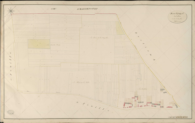 Vaux-sur-Eure. Section C _ des Vallées _ 1re de 3 Feuilles