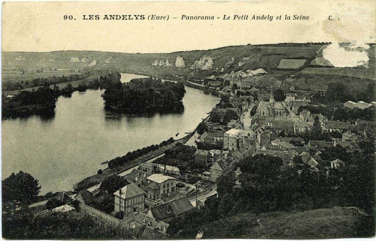 Andelys (Les). Panorama - Le Petit Andely et la Seine.