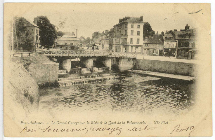 Pont-Audemer. Le Grand Barrage sur la Risle et le Quai de la Poissonnerie.