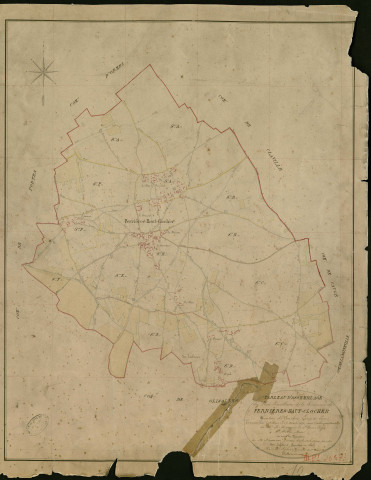 Ferrières-Haut-Clocher. Tableau d'assemblage _ du Plan Parcellaire de la Commune de Ferrières-Haut-Clocher _ Canton de Conches - Evreux - Eure. _ Terminé sur le Terrain le 15 Avril 1854 , sous l'administration de M. Le marquis de St Croix, Préfet _ M. Metton, Maire _ sous la Direction de M. Chauveau, Directeur des Contributions directes _ M. Le Fébure, Géomètre en Chef. _ Par M. Lefebure, Géomètre de 1re classe.