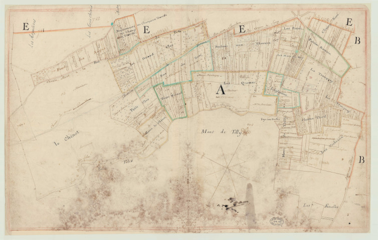 Panilleuse - Plan de la commune. *, Atlas de 5 plans non reliés, datés vraisemblablement de 1789 , établissement du terrier conservé (extrait de 2 F 2882, Marquisat de Clère).