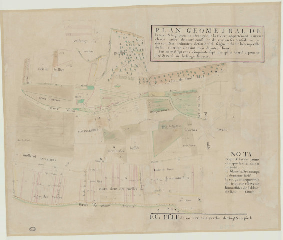 Arnières-sur-Iton - "Plan géométral de la terre et seigneurie de Bérengeville-la-Rivière". *