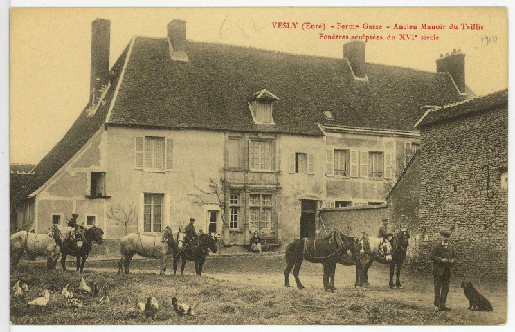 Vesly. Ferme Gasse - Ancien Manoir du Taillis - Fenêtres sculptées du XVIe siècle.
