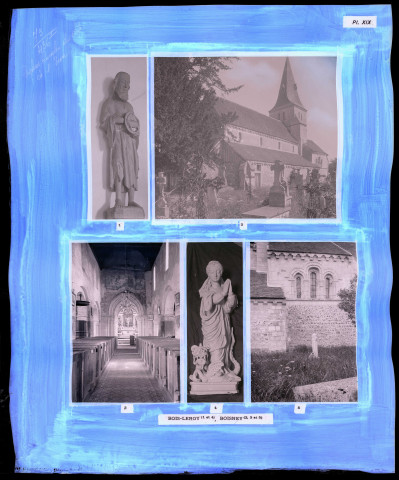 "Églises rurales du département de l'Eure" du chanoine Bonnenfant tome I, planche XIX Bois-le-Roi (Eure) et Boisney (Eure).