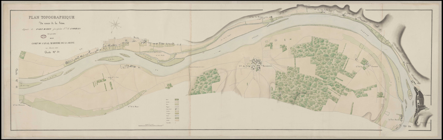 Cours de la Seine Des Andelys à Muids - "Plan topographique du cours de la Seine de Port Morin au hameau de l'Ormais Feuille n° 23"."