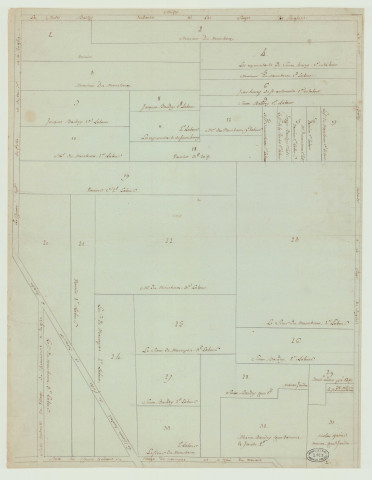 Ambenay - 1- Plan d'une partie de la ferme d'Ambenay et de la forêt d'Evreux * 2- Plan parcellaire partiel de la paroisse. *