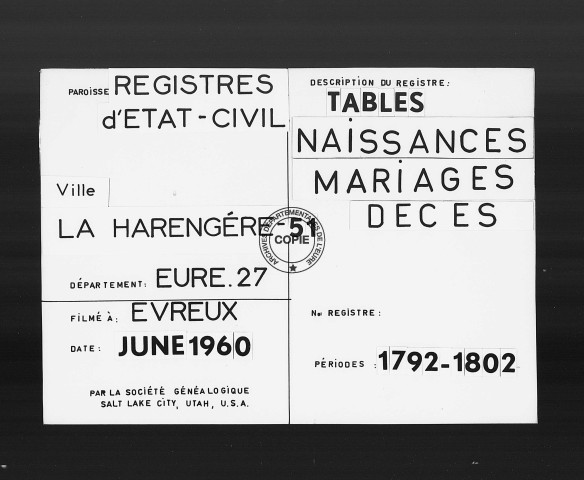 Tables (1792-1902)