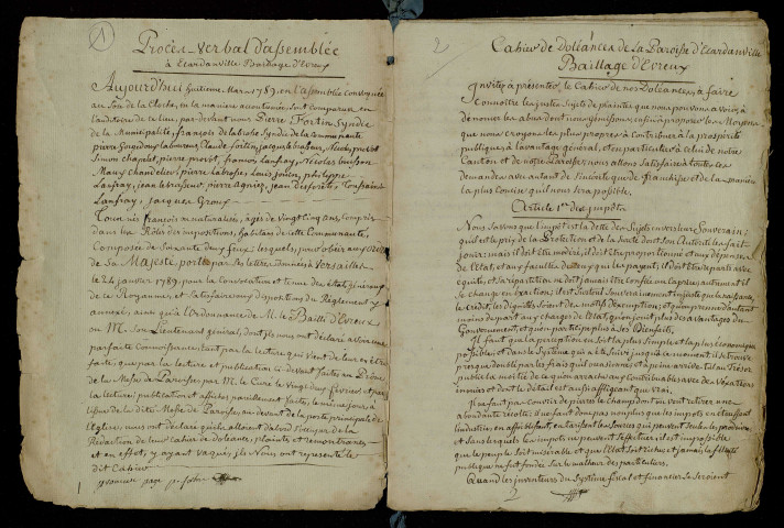 Ecardenville-sur-Eure (cahier seulement).